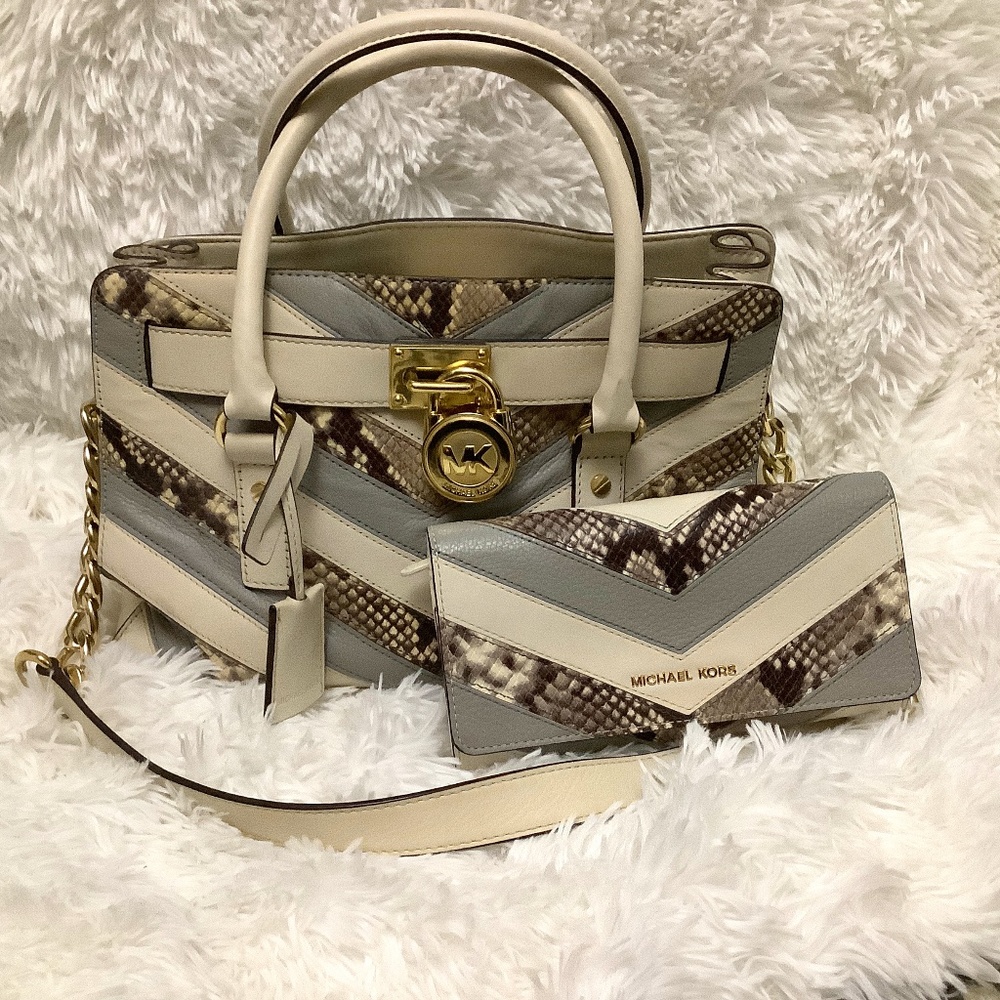 Michael Kors Hamilton Med. Chevron Ecru/Python Set